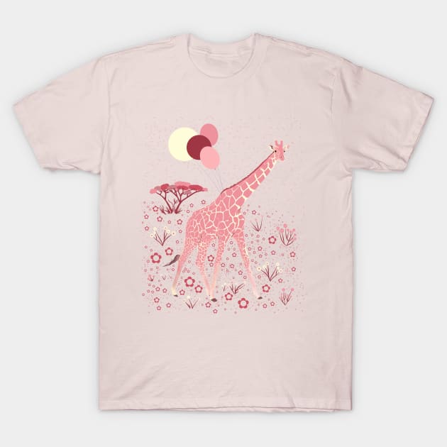 Pink giraffe T-Shirt by Mimie20